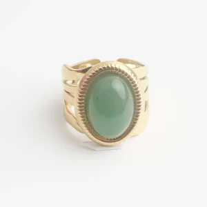 Satisfait Ou Remboursé Davina - Bague - Pierre naturelle - Acier inoxydable - Ajustable