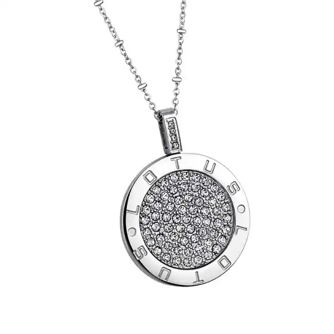 Collier pendentif rond Cristaux LOTUS STYLE | COLLIER FEMME EN ACIER Tendance