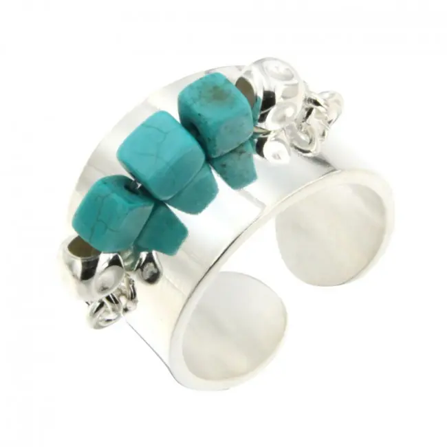Bague Argent & Pierre Turquoise | BIJOUX BOHO MASSAI | France Promotion Saisonnière