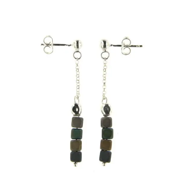 Boucles d'oreilles MASSAI en Argent & Pierre | BIJOUX ETHNIQUES | MADILAR Achetez Aujourd’hui