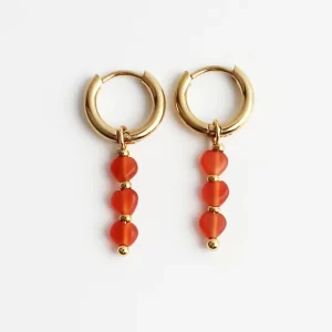 3 Little Hearts - Boucles d'oreilles - Pierre naturelle - Acier inoxydable Gros Lot