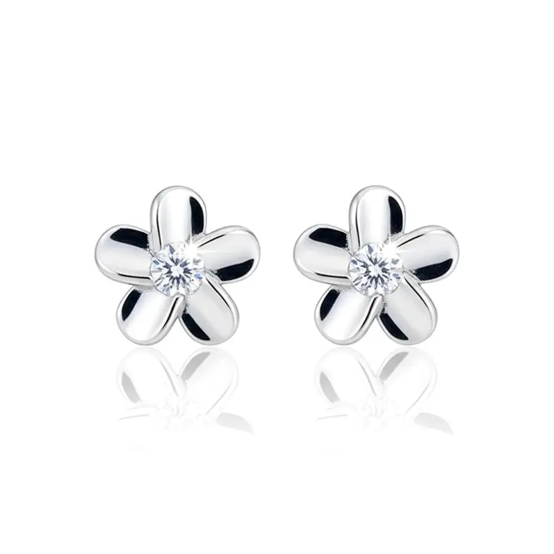 Top Qualité Boucles d'oreilles argent 925 fleur zirconium blanc serti Annick