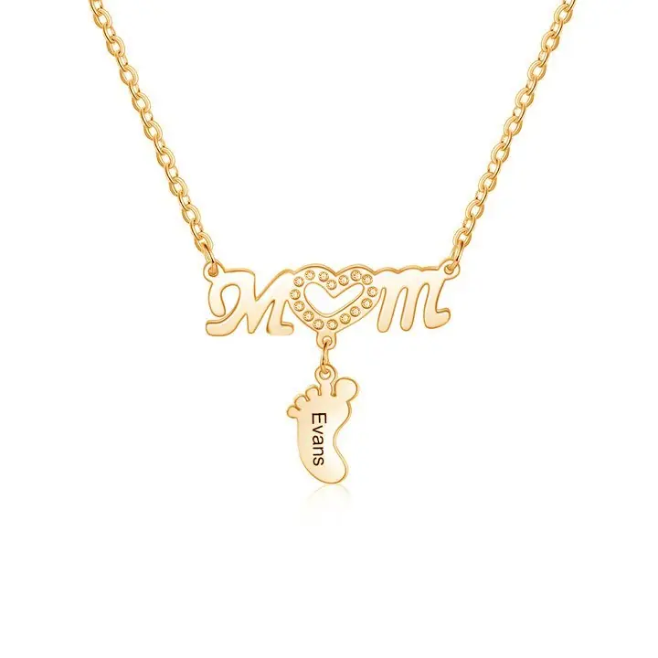 Collier 1 prénom personnalisé pied bebe pour maman Jusqu’à Épuisement Des Stocks