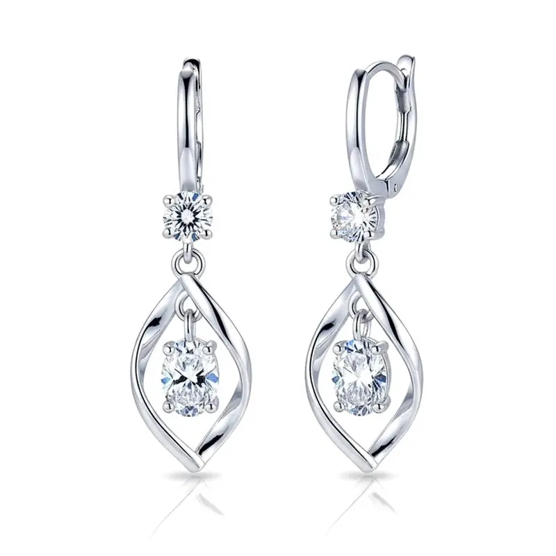 Produit De Marque Boucles d'oreilles argent 925 tombantes zirconiums blanc sertis Bérénice