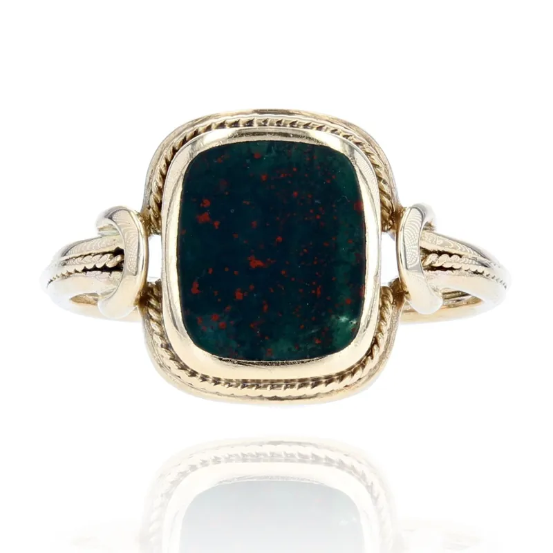 Vente Directe Bague ancienne jaspe sanguin et or
