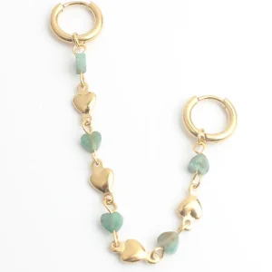 Hearts- Boucle d'oreille double - Pierre naturelle - Acier inoxydable Garantie Incluse