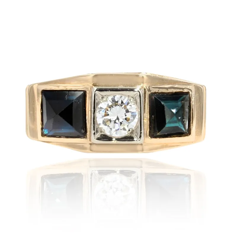 Tendance Bague art déco saphirs et diamants en jarretière