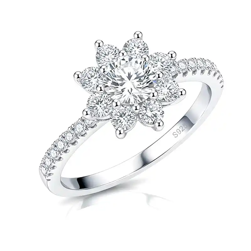 Top Vente Bague argent 925 ornée de zirconiums Soleil