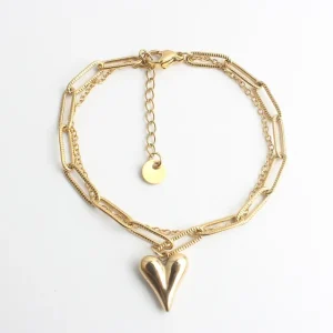Chunky Heart - Bracelet - Acier inoxydable Réduction
