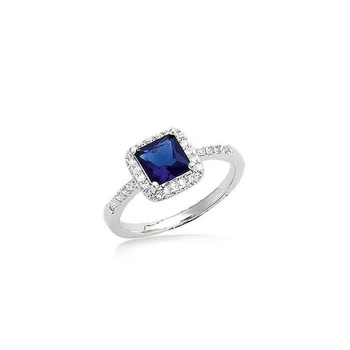 Affaire À Saisir Bague argent saphir carré avec oxydes