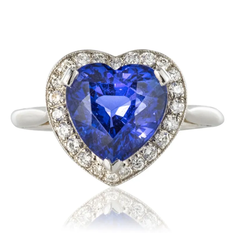 Premium Bague Tanzanite coeur et Diamants