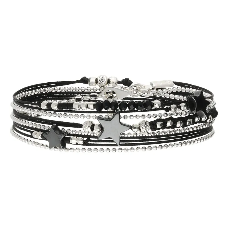 Usine Directe Bracelet 3 Tours Argent 925 Noir Le Virtuose