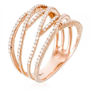 Usine Directe Bague Or Rose 375/1000 "Croisades Eternelles" Diamants : 0,5/128