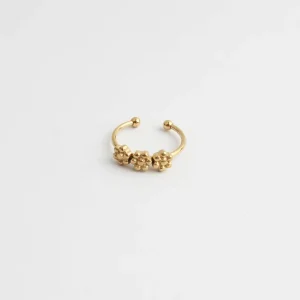 Nouvelle Collection Trois Fleurs - Bague - Acier inoxydable - Ajustable