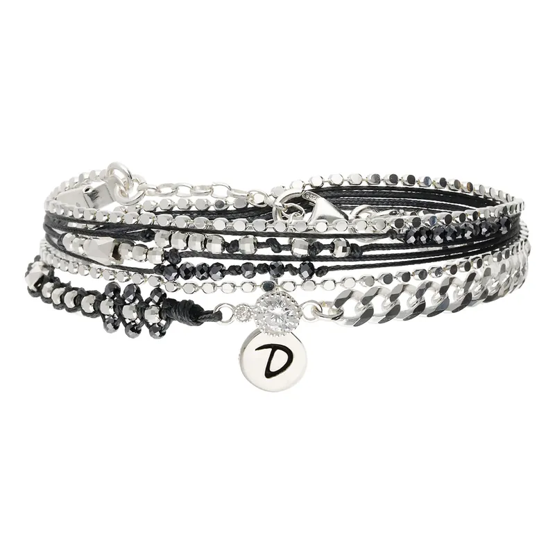 Bracelet 2 Tours Argent 925 Noir Le Précieux Prix Promo