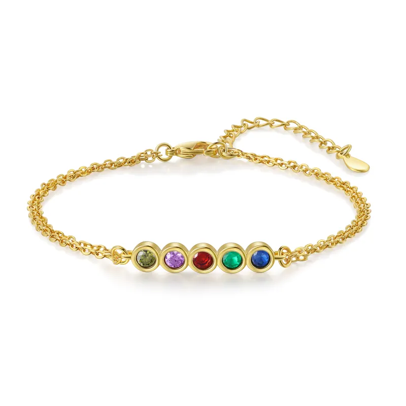 Livraison Mondiale Bracelet Femme Personnalisés avec 5 Pierres de Naissance
