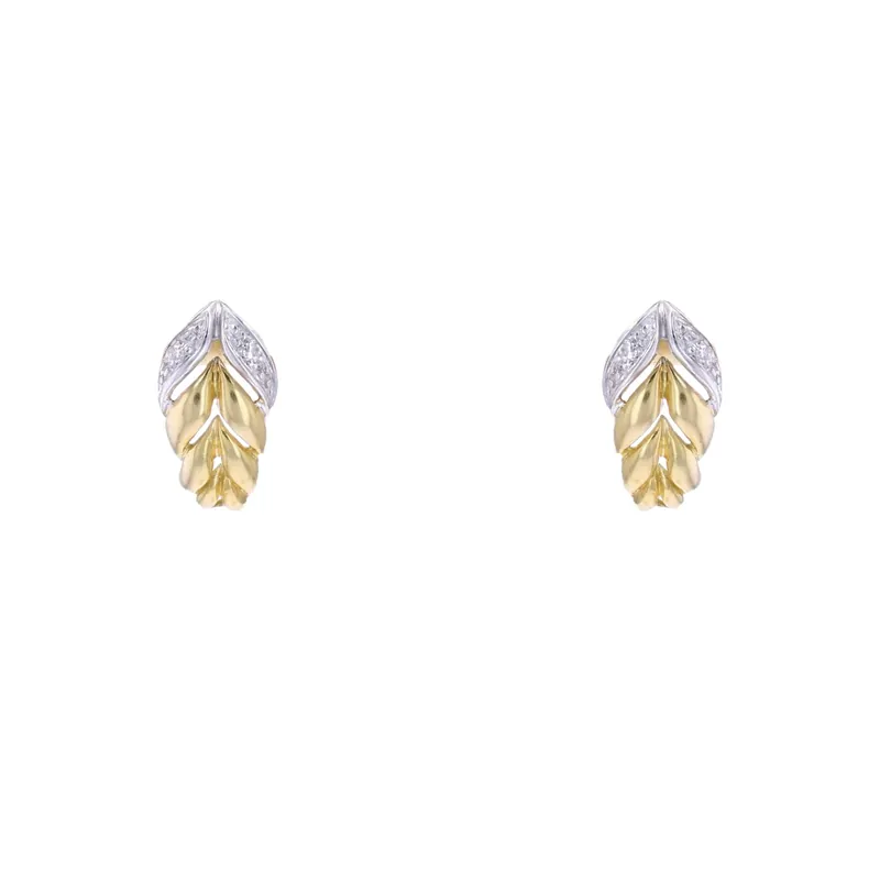 Produit De Marque Boucles d'oreilles feuilles diamants or jaune