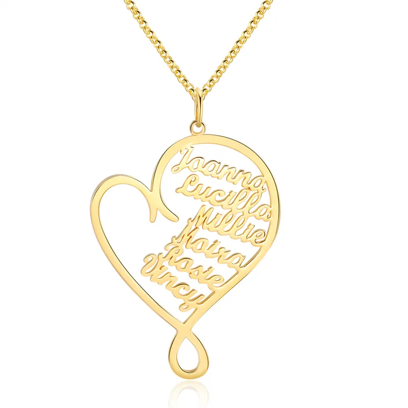 Collier Prénom Personnalis cœur 6 Prénoms Prix Réduit