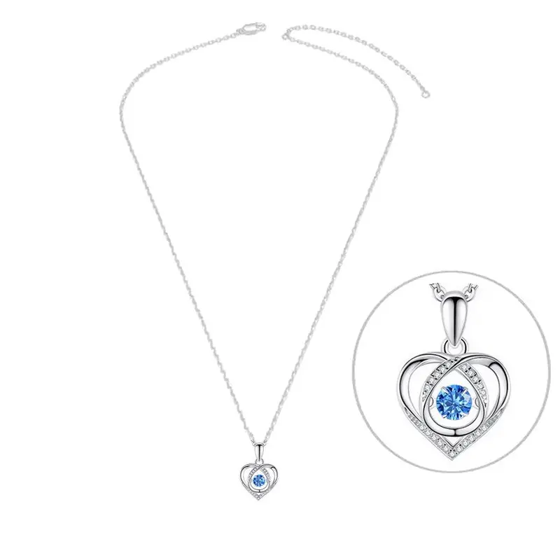 Offre Limitée Collier argent 925 cœur entrelacé zirconiums sertis oxyde bleu