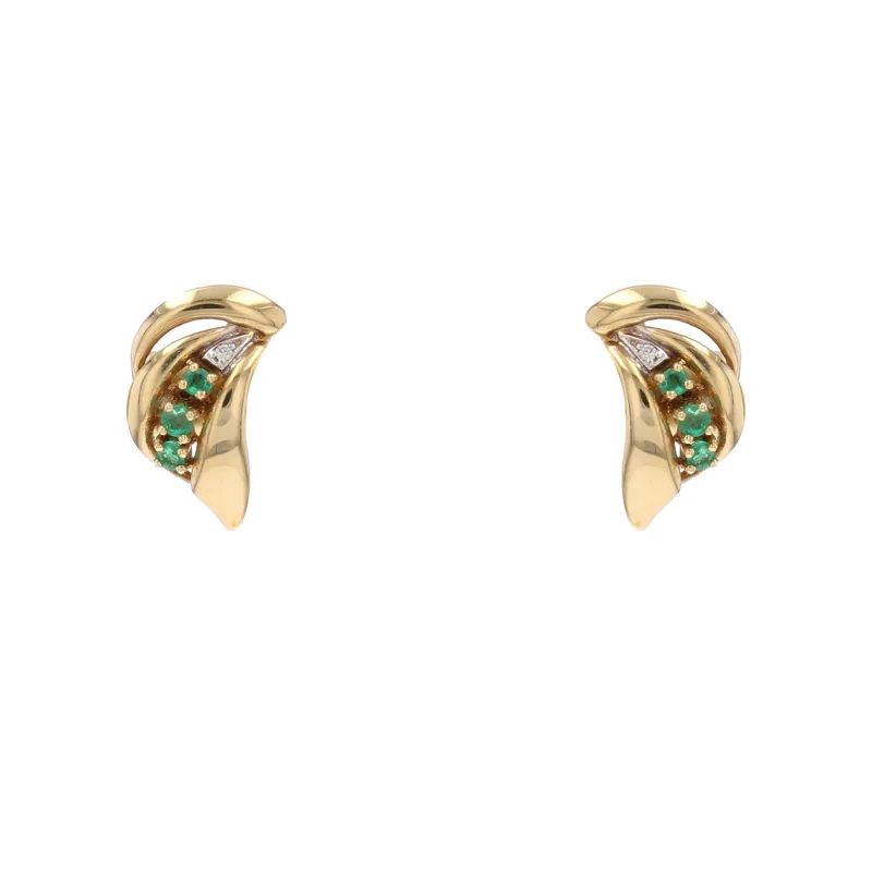 Quantité Limitée Puces d'oreilles d'occasion émeraudes diamants or jaune