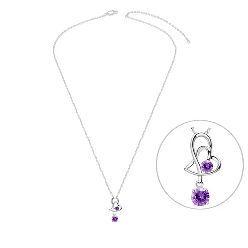 Artisanat Collier argent 925 cœur oxyde mauve