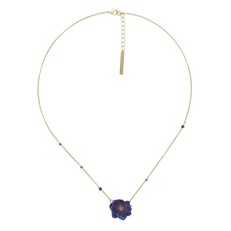 Populaire Collier court ajustable anémone et petites perles - Mellina