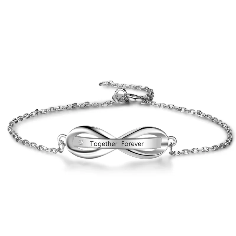 Top Qualité Bracelet Infini 1 texte Personnalisé