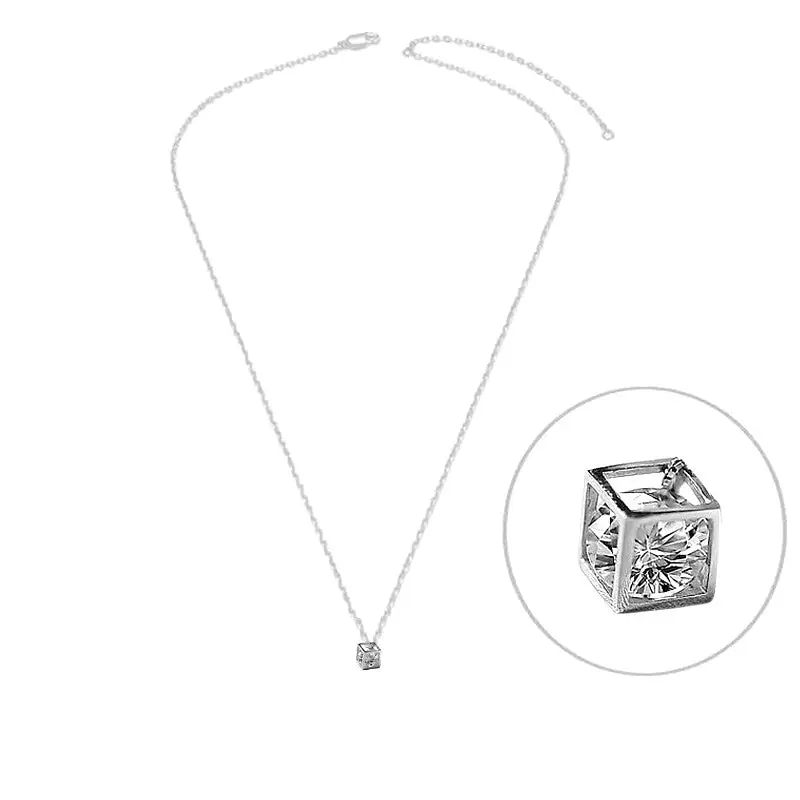 Collier argent 925 cube oxyde de zirconium Nouvel Arrivage