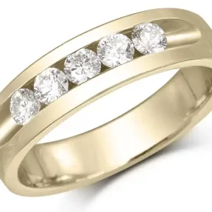 Soldes Jonc Matteo semi-éternité à diamants sertis rail en or jaune 10k pour homme