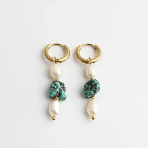 Cyan - Boucles d'oreilles - Pierre naturelle - Acier inoxydable Marque