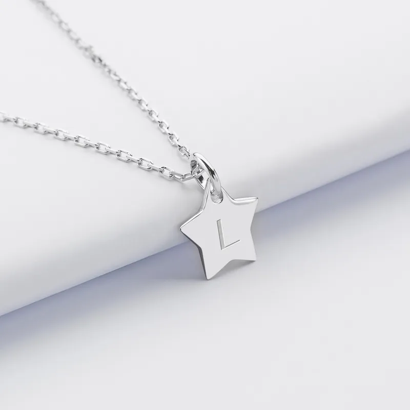 Réduction Pendentif personnalisé initiale médaille gravée argent étoile 12 mm