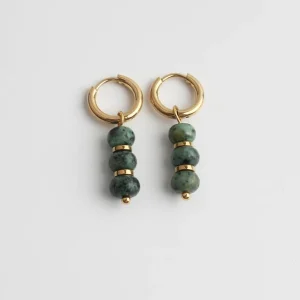 Yvette - Boucles d'oreilles - Pierre naturelle - Acier inoxydable Bon Marché