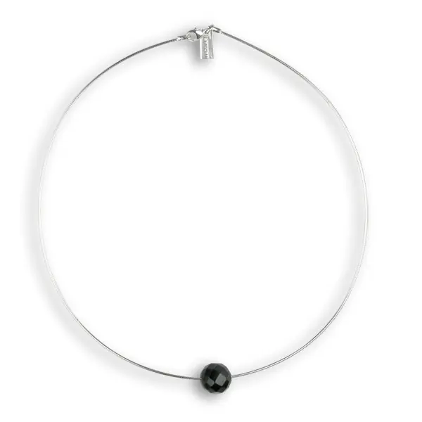 Acheter Direct Collier Argent "FACET" 1 rang omega 1 onyx| BIJOUX FANTAISIE HAUT DE GAMME | MADILAR