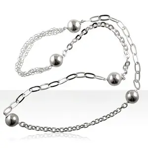Livraison Express Sautoir Argent 5 BOULES TUTTI FRUTTI-80cm | BIJOUX FANTAISIE HAUT DE GAMME | MADILAR