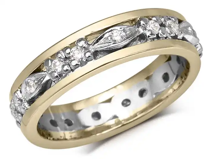 Jonc éternité Kailyn à diamants en or jaune et blanc 14k pour femme Populaire