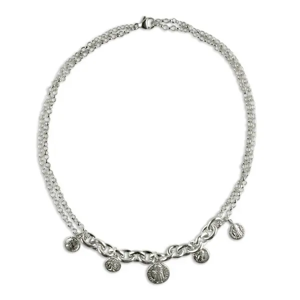 Expédié Aujourd’hui Collier Argent DUCA 5 PIECES ALT/CH FR+DBLE RANG | BIJOUX FANTAISIE HAUT DE GAMME | MADILAR