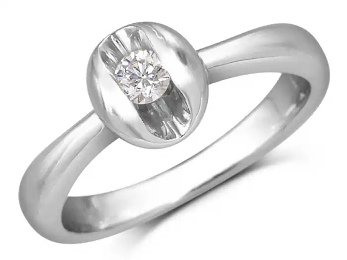 Bon Marché Bague solitaire Kalina à diamant en or blanc 14k pour femme