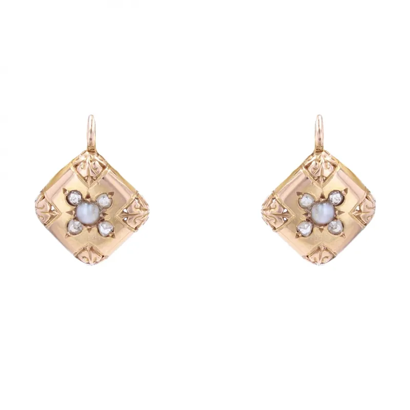 Affaire À Saisir Boucles d'oreilles anciennes or rose perles