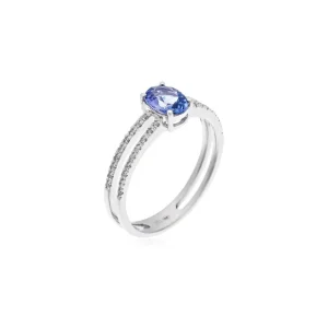 Achetez Aujourd’hui Bague Or Blanc 375/1000 "Tanzablue" Diamant 0,11ct/36, Tanzanite T0,90ct/1