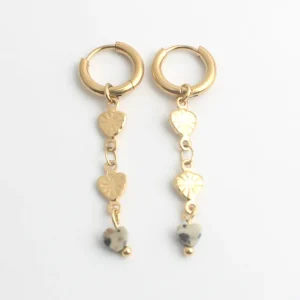 Hearts - Boucles d'oreilles - Pierre naturelle - Acier inoxydable Acheter Direct