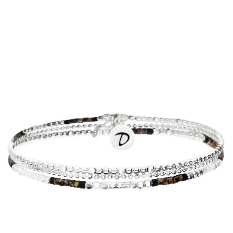 Produit De Marque BRACELET ELASTIQUE CHAÎNE DIAMANTÉE MIYUKI NOIR ET LEOPARD