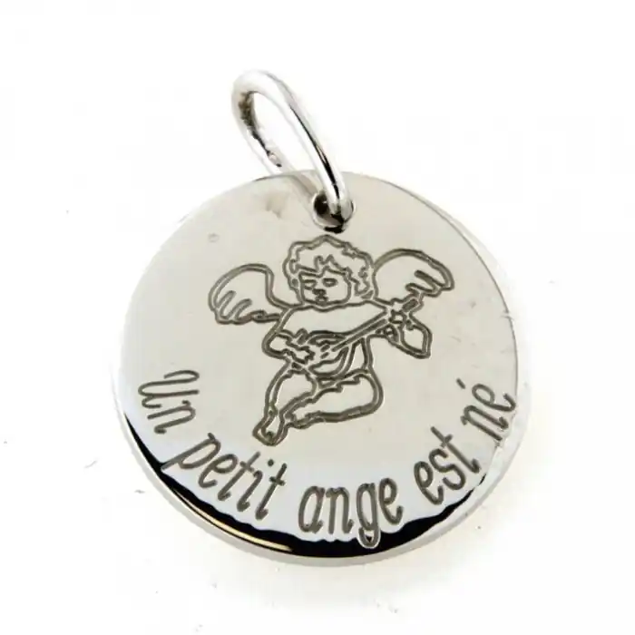 Promotion Saisonnière Médaille ronde "un petit ange" en argent