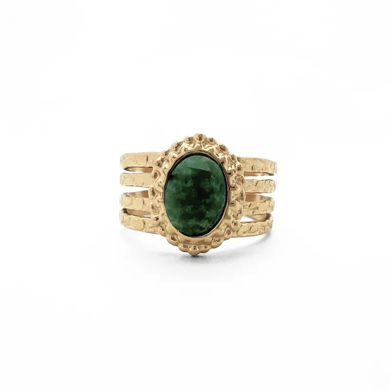 Meilleur Prix Rana - Bague - Pierre naturelle -Acier inoxydable - Ajustable