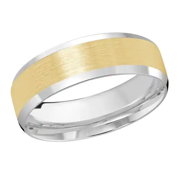 Jonc Dolce 7mm centre satiné et bodures biseautées polies en or 10k deux pour homme En Vogue