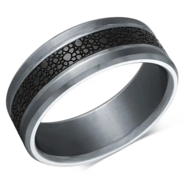 Jonc Noirium 8mm fibre de carbone en galets et tantale pour homme Commander Vite