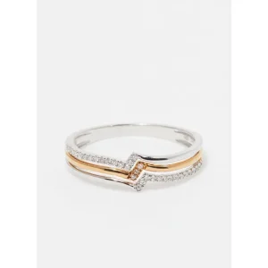 Acheter En Ligne Bague Or Bicolore 375/1000 Diamant 0,08/31