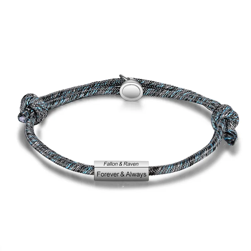 Meilleure Vente Bracelet roped de Saint-Valentin Prénoms Personnalisé pour Un couple Bracelet Noeud Coulissant
