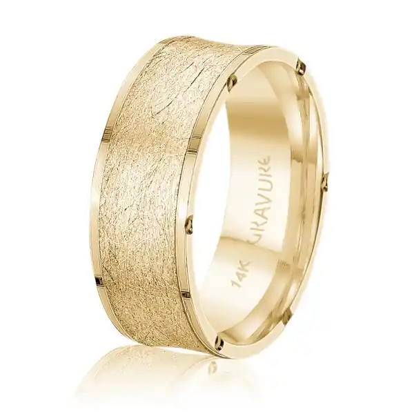 Jonc Sauvage Royale 8MM satiné rayé et bordures polies en or blanc 10k pour homme Promotion Saisonnière