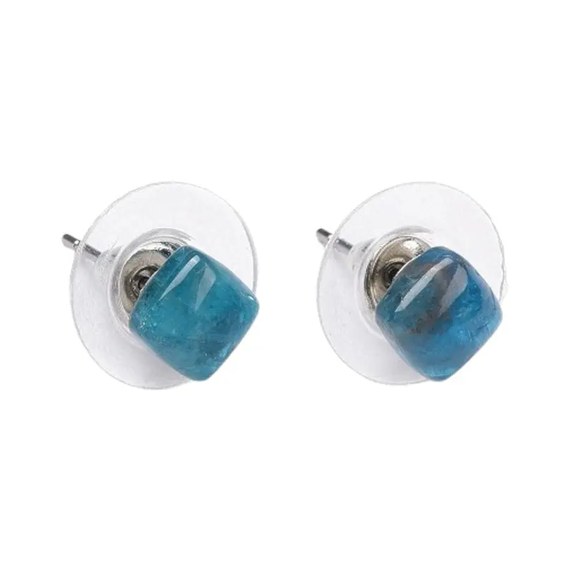 Livraison Mondiale Boucles d'oreilles pierre naturelle puce carré apatite