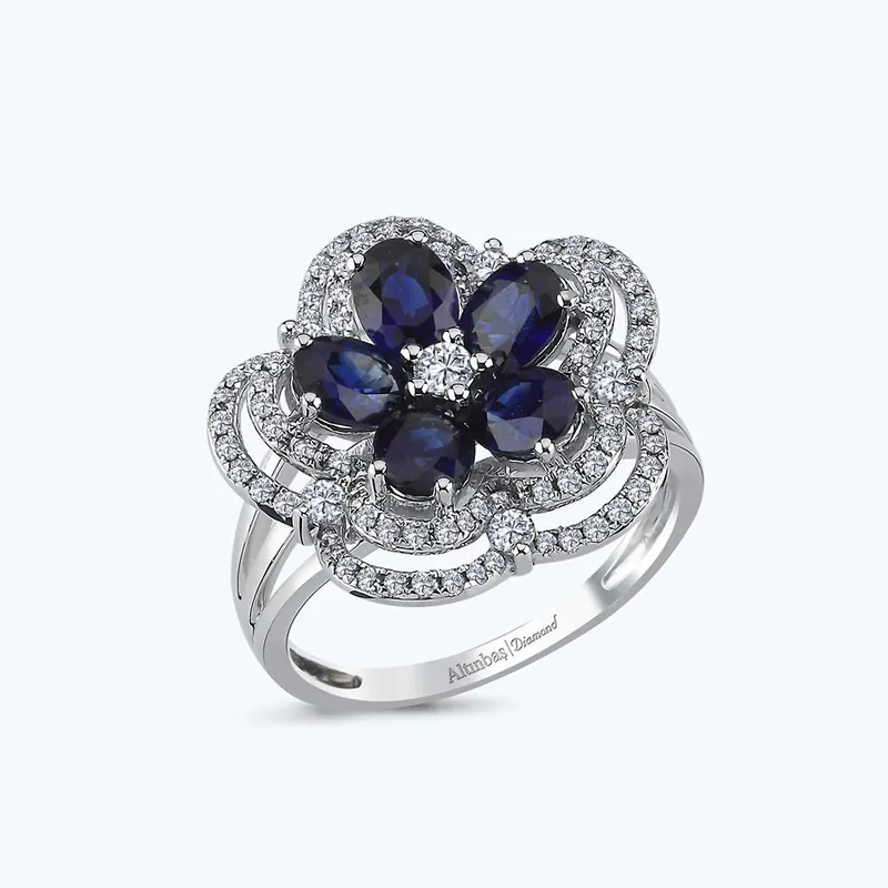 Vente Flash Bague Fleur Saphir Diamant